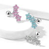 316L Surgical Steel 3 Flower Pink CZ Cartilage Ring Barbell