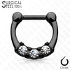 316L Surgical Steel 3 Gem Septum Ring Clicker