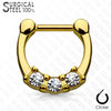 316L Surgical Steel 3 Gem Septum Ring Clicker