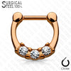 316L Surgical Steel 3 Gem Septum Ring Clicker