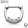 316L Surgical Steel 3 Gem Septum Ring Clicker