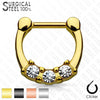 316L Surgical Steel 3 Gem Septum Ring Clicker