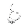 316L Surgical Steel 3 Prong CZ Gem Easy Hinged Segment Ring Clicker Hoop