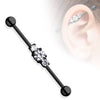 316L Surgical Steel 3 White Center Studded CZ Industrial Piercing - Pierced Universe