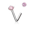 316L Surgical Steel 3mm CZ Pink Gem Prong L Shape Nose Stud - Pierced Universe