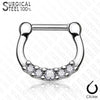 316L Surgical Steel 5 Gem Septum Ring Clickers - Pierced Universe