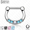 316L Surgical Steel 5 Gem Septum Ring Clickers - Pierced Universe