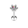 316L Surgical Steel 6 Gem Internally Threaded CZ Flower Flat Back Labret - Pierced Universe