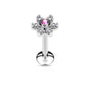 316L Surgical Steel 6 Gem Internally Threaded CZ Flower Flat Back Labret - Pierced Universe