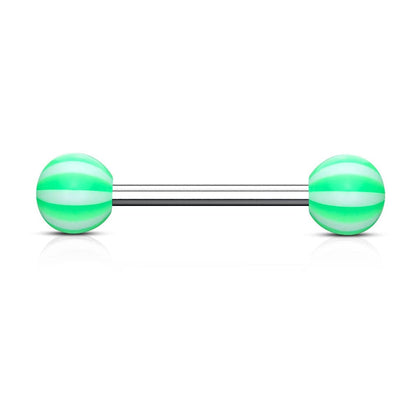 316L Surgical Steel Acrylic Green Beach Ball Straight Barbell