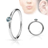 316l Surgical Steel Annealed Multi Use Nose Hoop Ring with Gem - Pierced Universe