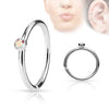 316l Surgical Steel Annealed Multi Use Nose Hoop Ring with Gem - Pierced Universe