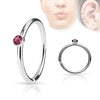 316l Surgical Steel Annealed Multi Use Nose Hoop Ring with Gem - Pierced Universe