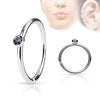 316l Surgical Steel Annealed Multi Use Nose Hoop Ring with Gem - Pierced Universe