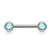 316L Surgical Steel Aqua CZ Ball Gem Nipple Ring Barbell - Pierced Universe