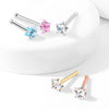 316L Surgical Steel Aqua CZ Star Ball End Nose Ring Stud - Pierced Universe