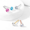 316L Surgical Steel Aqua Round CZ Prong Gem Ball End Nose Ring Stud - Pierced Universe