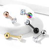 316L Surgical Steel Ball Back Prong White CZ Cartilage Ring Stud - Pierced Universe