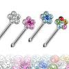 316L Surgical Steel Ball End Multi CZ Gem Crystal Flower Nose Bone Stud - Pierced Universe