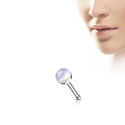 316L Surgical Steel Ball End Semi Precious Opalite Stone Nose Stud - Pierced Universe