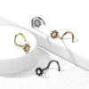 316L Surgical Steel Ball White CZ Gem Flower Corkscrew Nose Ring Stud - Pierced Universe