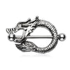 316L Surgical Steel Barbell with Dragon Nipple Ring Shield - Pierced Universe