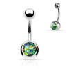 316L Surgical Steel Basic Opal Glitter Belly Button Ring - Pierced Universe