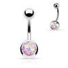 316L Surgical Steel Basic Opal Glitter Belly Button Ring - Pierced Universe