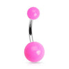 316L Surgical Steel Belly Button Navel Ring with Solid Acrylic Balls - Pierced Universe