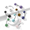 316L Surgical Steel Black Agate Stone Stud Belly Ring - Pierced Universe