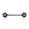 316L Surgical Steel Black CZ Ball Gem Nipple Ring Barbell - Pierced Universe