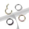 316L Surgical Steel Black PVD 5 VM CZ Gem Dainty Septum Ring Hinged Clicker Hoop - Pierced Universe