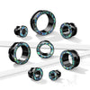 316L Surgical Steel Black PVD Abalone Rim Screw On Ear Tunnels - Pierced Universe