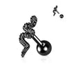 316L Surgical Steel Black PVD Dainty Snake Ball Back Cartilage Ring Stud - Pierced Universe