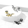 316L Surgical Steel Black PVD Dainty Snake Ball Back Cartilage Ring Stud - Pierced Universe