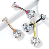 316L Surgical Steel Black PVD Internally Threaded White CZ Belly Ring - Pierced Universe