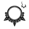 316L Surgical Steel Black PVD Multi Spike Septum Ring Hinged Clicker Hoop - Pierced Universe