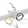 316L Surgical Steel Black PVD Ridged Double Hoop Hinged Hoop Ring Clicker - Pierced Universe