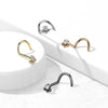 316L Surgical Steel Black PVD Tribal Ball White CZ Corkscrew Nose Ring Stud - Pierced Universe