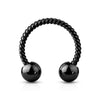 316L Surgical Steel Black PVD Twisted Rope Horseshoe - Pierced Universe