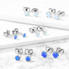 316L Surgical Steel Blue Opal Earrings Studs - Pierced Universe