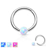 316L Surgical Steel Captive Bead Ring with Opal Ball - Pierced Universe