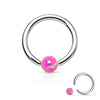 316L Surgical Steel Captive Bead Ring with Opal Ball - Pierced Universe