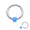 316L Surgical Steel Captive Bead Ring with Opal Ball - Pierced Universe