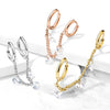 316L Surgical Steel Chain Link Double Hoop Earring with White CZ Gem Dangle - Pierced Universe