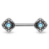 316L Surgical Steel Crystal Flower Boho Tribal Nipple Ring Barbell