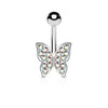 316L Surgical Steel Crystal Paved Butterfly Belly Ring - Pierced Universe