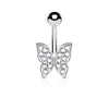 316L Surgical Steel Crystal Paved Butterfly Belly Ring - Pierced Universe