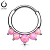 316L Surgical Steel Curved Septum Ring Clicker with 5 Opal Gems - Pierced Universe