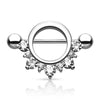 316L Surgical Steel CZ Gem Half Sun Nipple Ring Shield Barbell - Pierced Universe